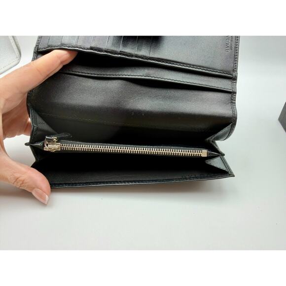 BVLGARI Weekend Long Wallet Gray Chevron Canvas Leather with Box MINT COND | COA - Picture 11 of 16